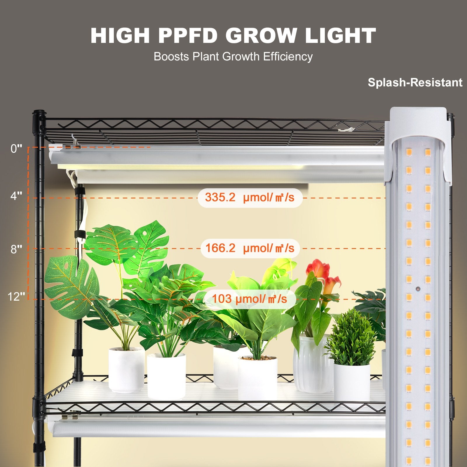 Plant Stand With Grow Light, 4 Tiers Plant Shelf With 3000K 180W LED Full Spectrum Light For Indoor Plants, Grow Light Shelf With Timer For Seed Starting 35.4" L  X 13.8" W X 59.1" H