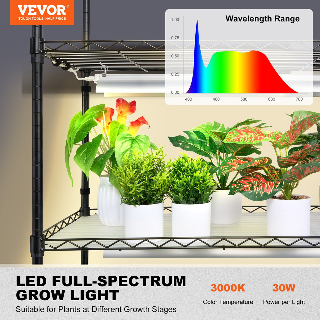 Plant Stand With Grow Light, 4 Tiers Plant Shelf With 3000K 180W LED Full Spectrum Light For Indoor Plants, Grow Light Shelf With Timer For Seed Starting 35.4" L  X 13.8" W X 59.1" H