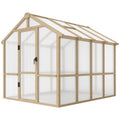 6.6 X 8 Ft. Polycarbonate Greenhouse Wooden Walk-in Greenhouse Kit With Thickened Panels, Roof Vent, And Lockable Door